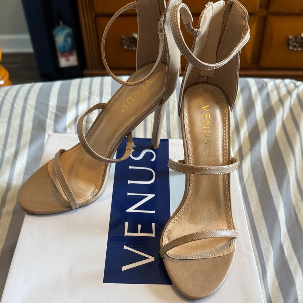VENUS Women's Nude Strappy Heels